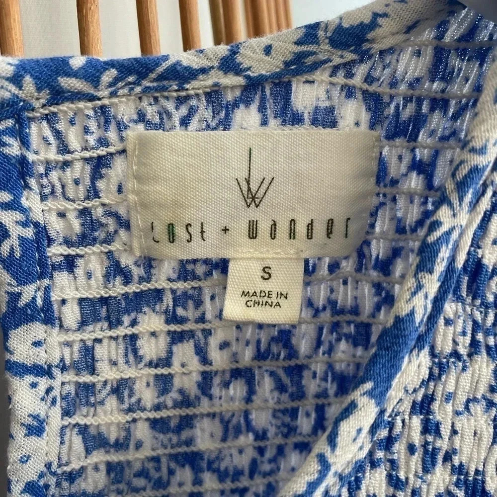 Lost & wander / shortsleeve shirt / blue and white / size small - Picture 3 of 5